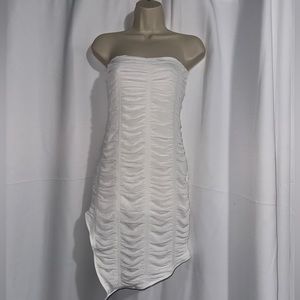 Strapless white dress w/ slit, Size Medium
